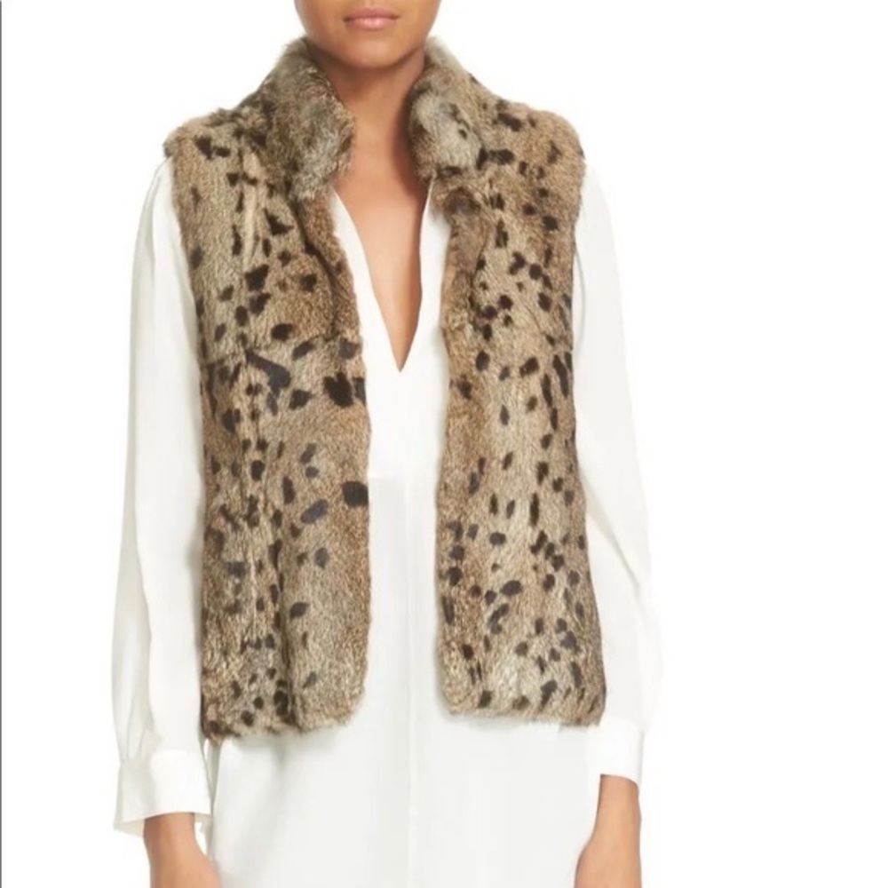 Joie- Cheetah Print Rabbit Fur Vest Small